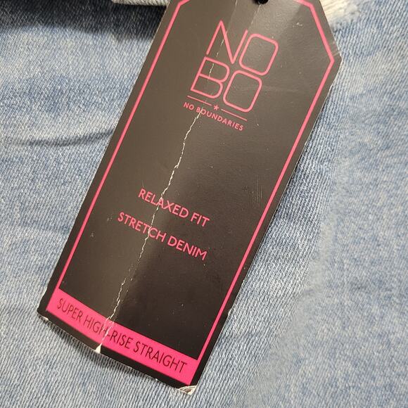NWT No Boundaries Super High Rise Straight Jeans Size13 32x27 Buttonfly Distress - Picture 8 of 14